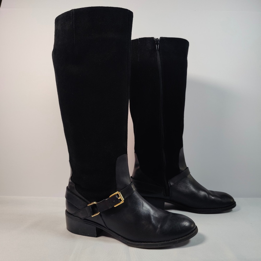 Lauren Ralph Lauren Mila Riding Boots Black Leather Suede Equestrian Old Money 9